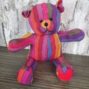 Teddy Bear WEIGHTED 1# Striped Plush 12" Ruth y Nohemi MultiColor 100% Cotton